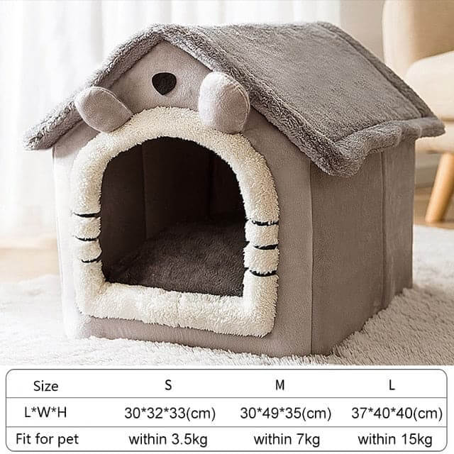 Soft Winter Dog Cat Bed House Gray L (within 15KG)