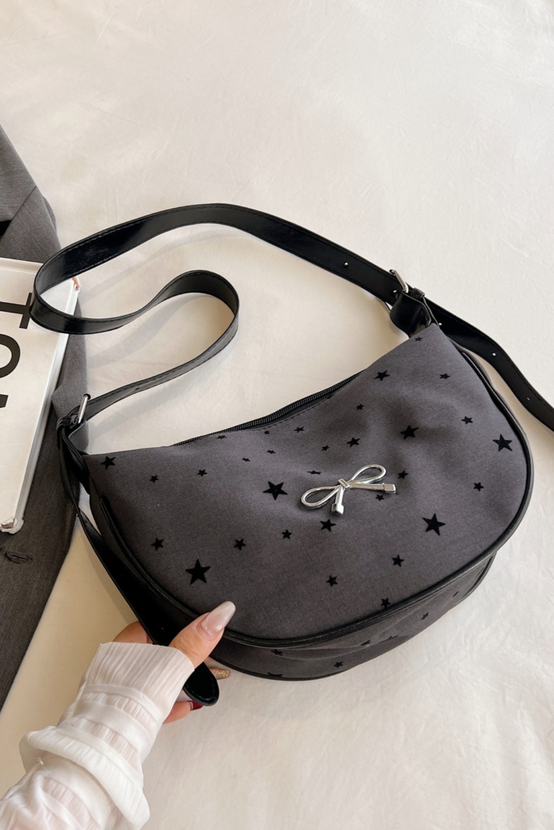 Polyester Printed Adjustable Strap Crossbody Bag Star One Size