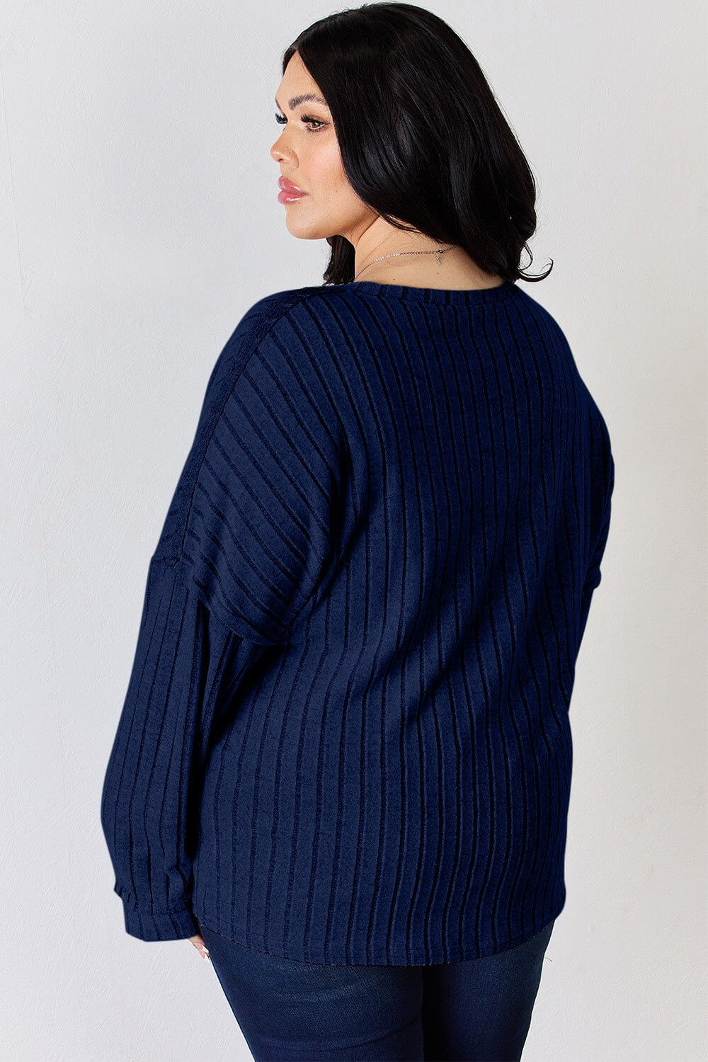 Basic Bae Ribbed Half Button Long Sleeve T for Style