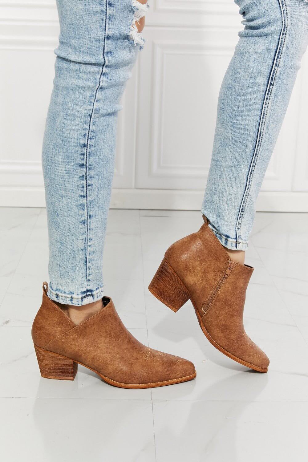 Trust Yourself Caramel Cowboy Bootie - MMShoes at Ferris Deals